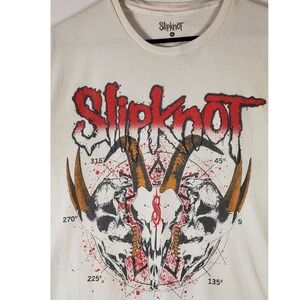 Slipknot Tour 2022 Graphic T-Shirt Mens XL Cream Off White Horned Skull Band Tee